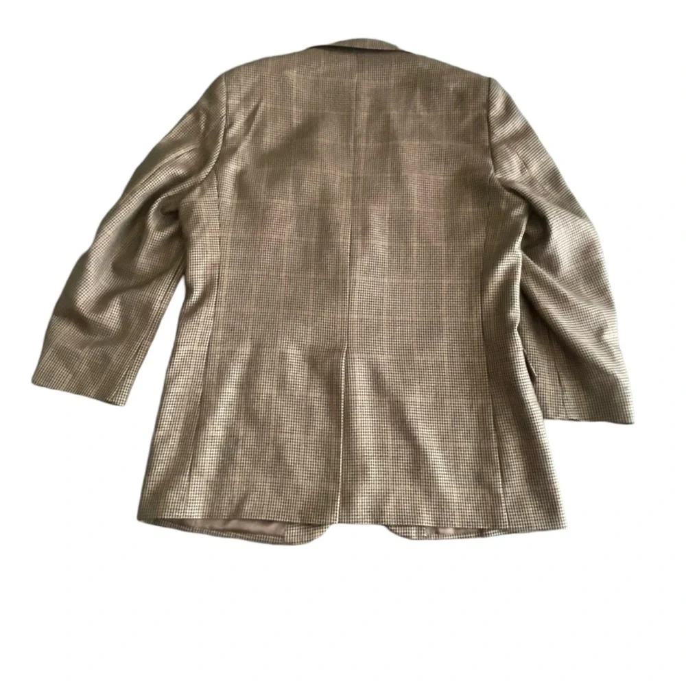 JoS. A. Bank Houndstooth Sport Coat Jacket Mens 41R Tan Silk Camel Hair Preppy